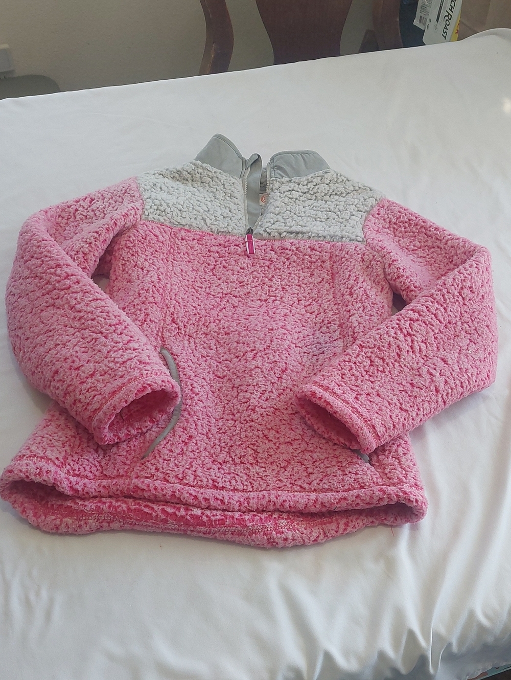 wonder nation Pink Sherpa Half-Zip Pullover with Gray Yoke.size 10 -12